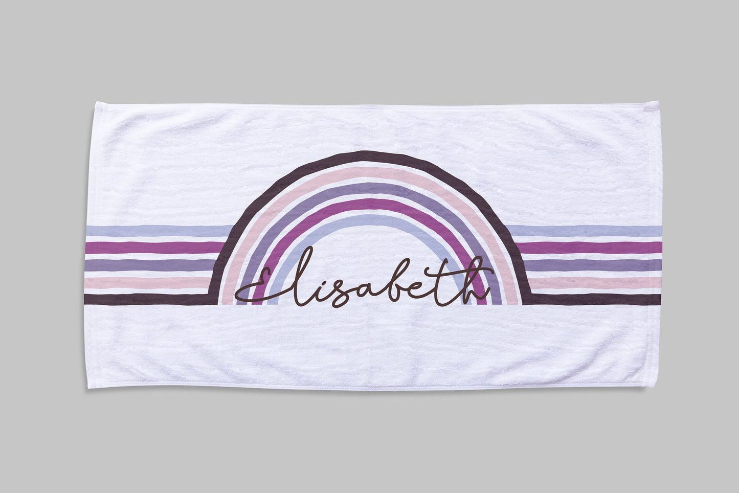 Personalized Rainbow Design Beach Towel Personalized Name Bath Towel Custom Pool Towel Beach Towel With Name Outside Birthday Vacation Gift - CustomCooper