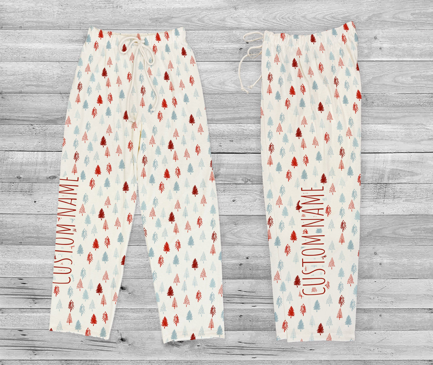 Personalized Holiday Design Pajama Pants, Custom Name pajamas