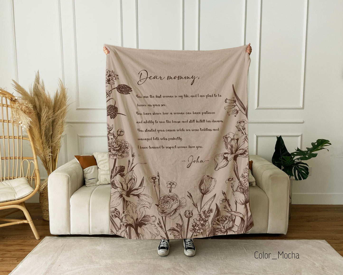 Letter Blanket, Personalized Gift, Minky Throw Blanket Handwriting Custom for Dad, Mother’s Day Gif, Grandparent, Valentine day, Anniversary