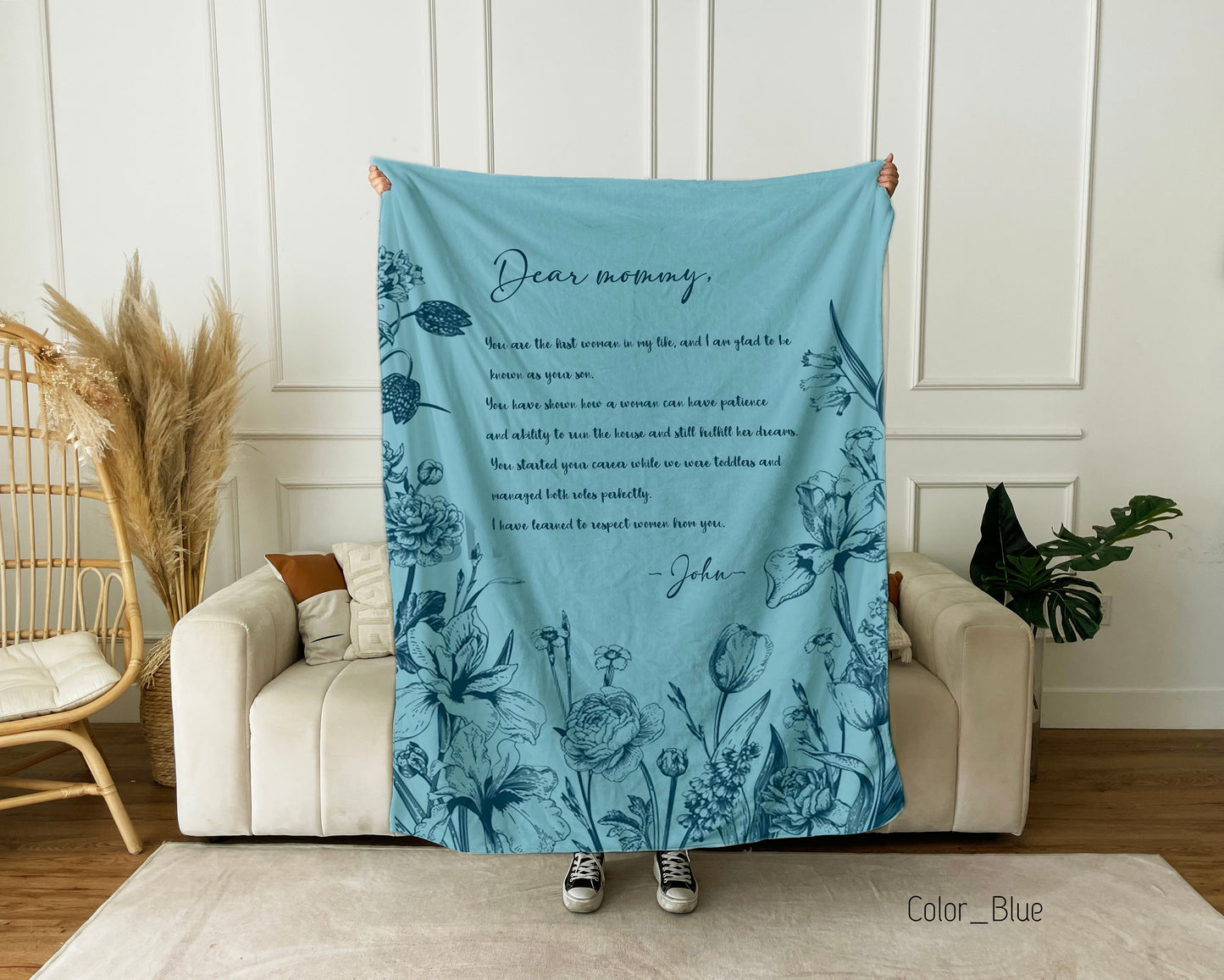 Letter Blanket, Personalized Gift, Minky Throw Blanket Handwriting Custom for Dad, Mother’s Day Gif, Grandparent, Valentine day, Anniversary