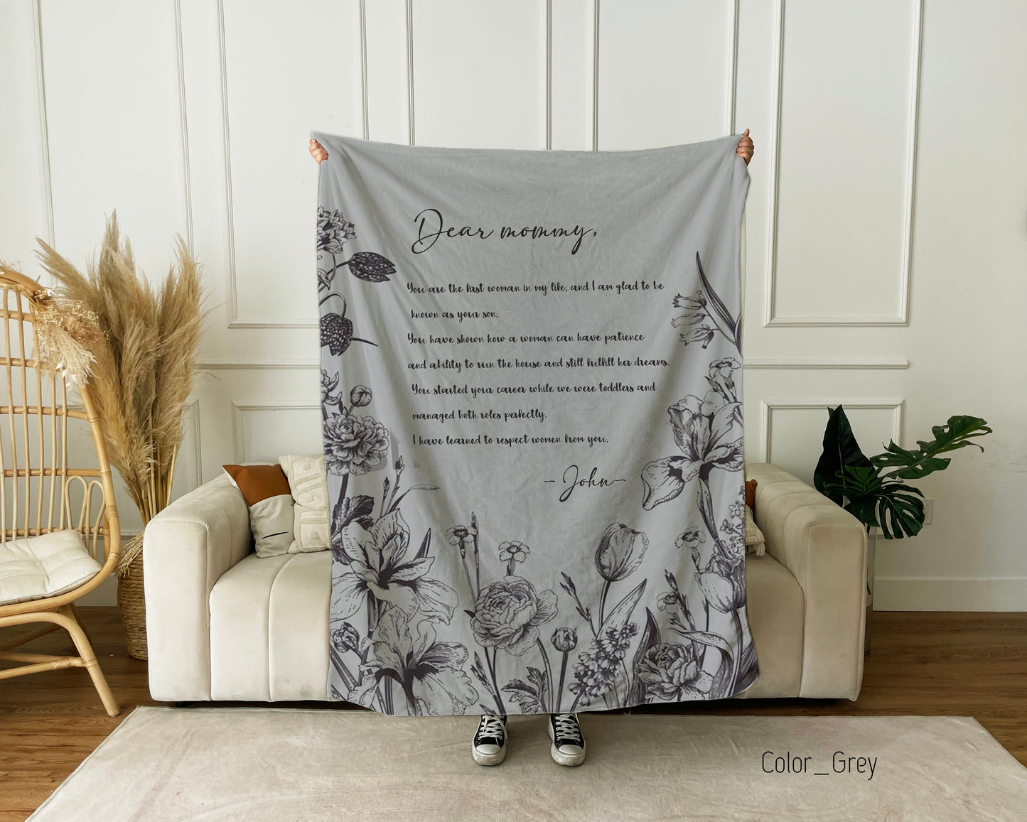 Letter Blanket, Personalized Gift, Minky Throw Blanket Handwriting Custom for Dad, Mother’s Day Gif, Grandparent, Valentine day, Anniversary