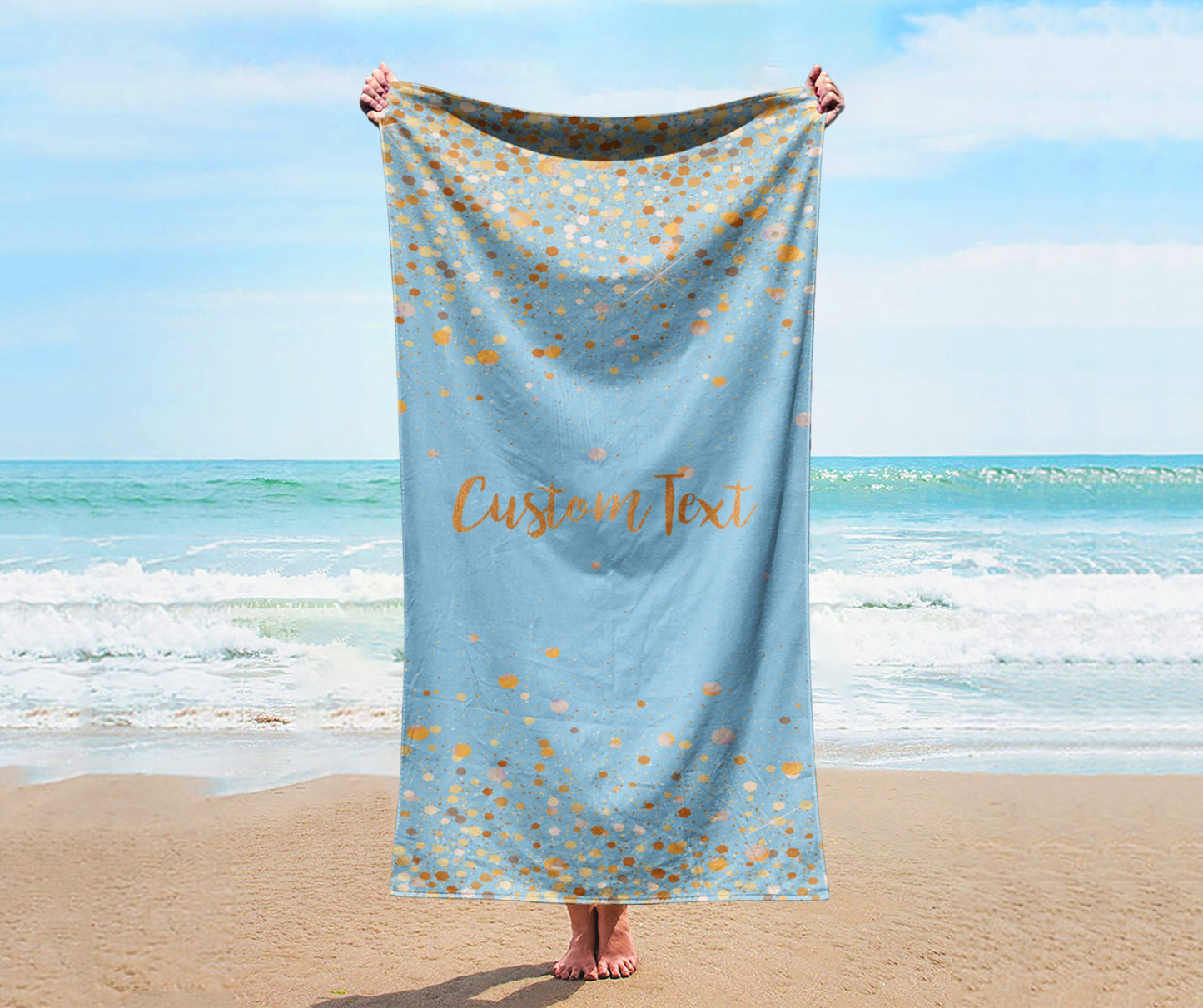 Personalized Glitter Style Beach Towel, Personalized Beach Towel Personalized Name Bath Towel Custom Pool Towel Birthday Vacation Gift