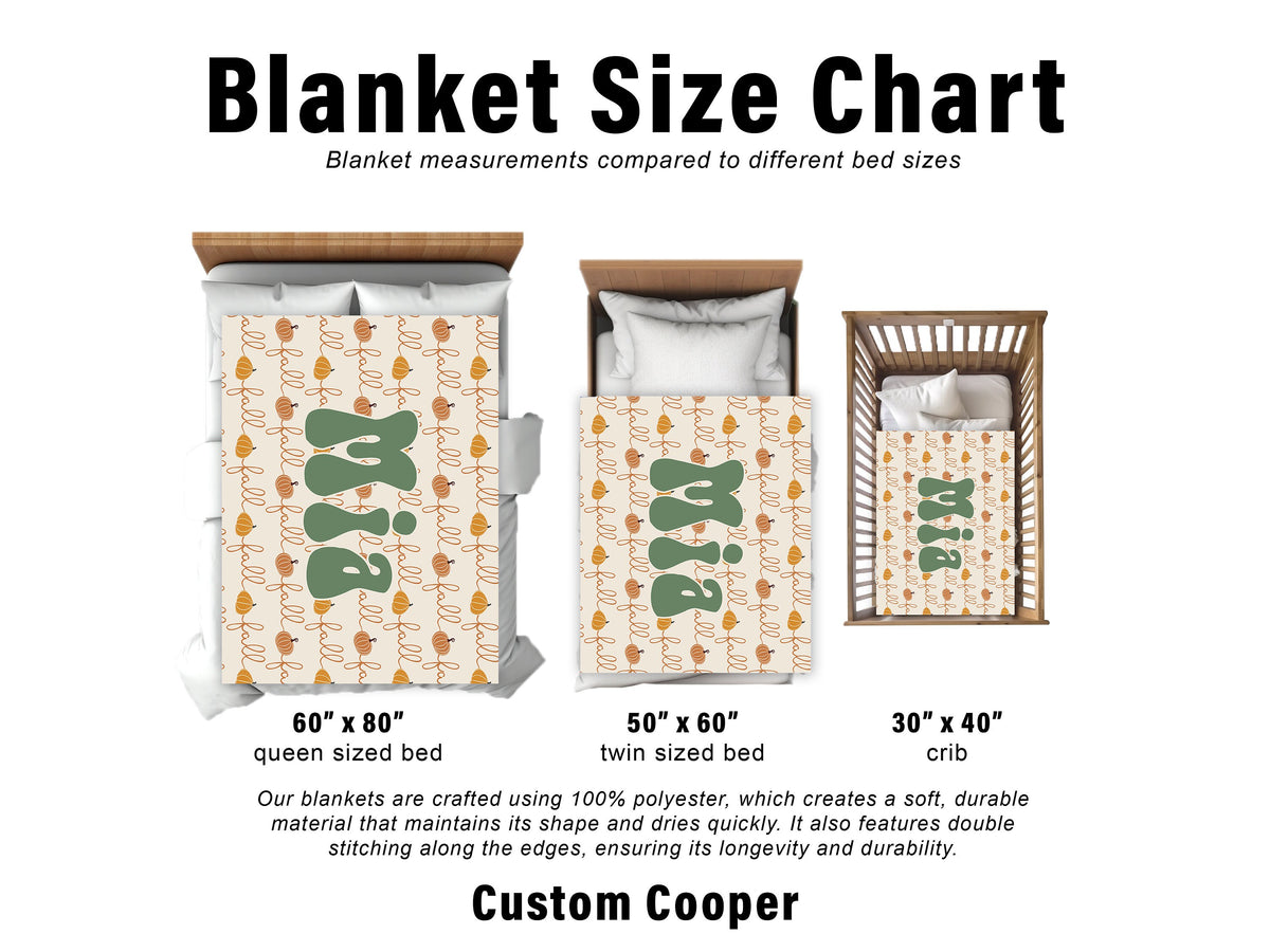 Retro Pumpkin Personalized Blanket: Groovy Autumn Minky or Sherpa