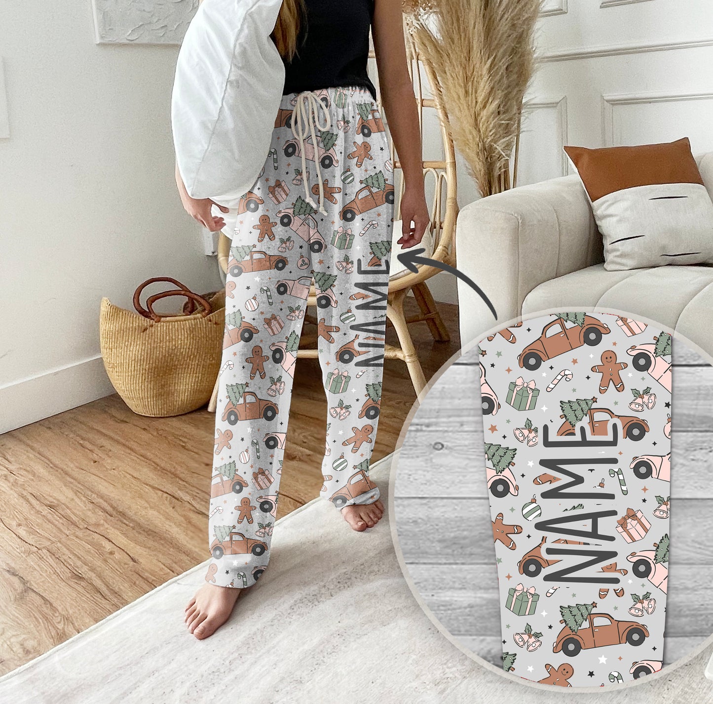 Personalized Pajama Pants, vintage christmas, Groovy style