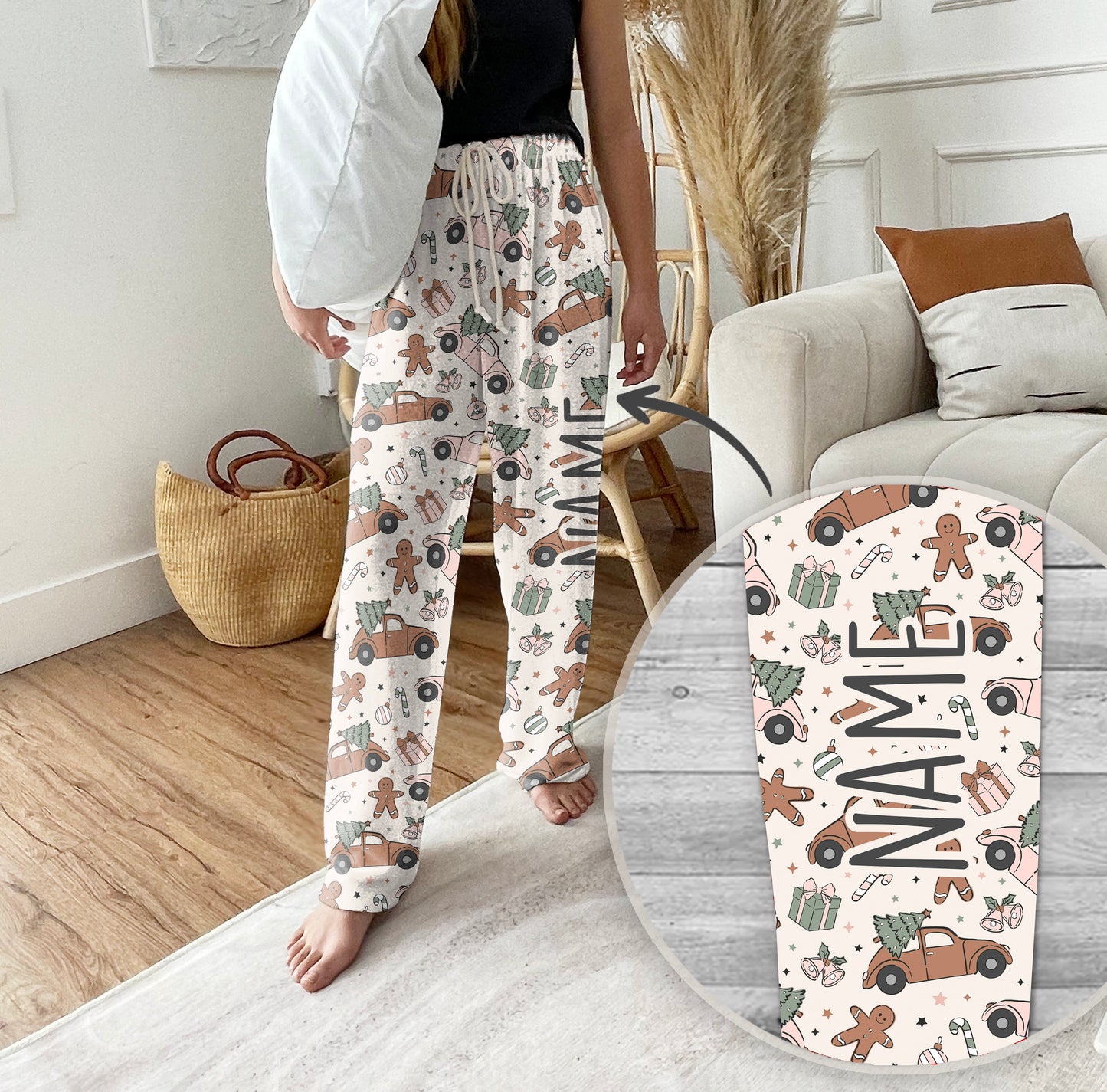 Personalized Pajama Pants, vintage christmas, Groovy style