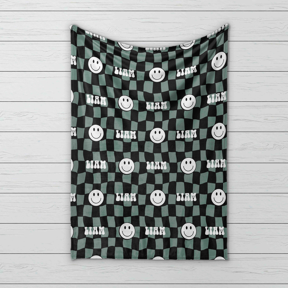 Personalized Happy Face Blanket: Vintage Smile Minky or Sherpa