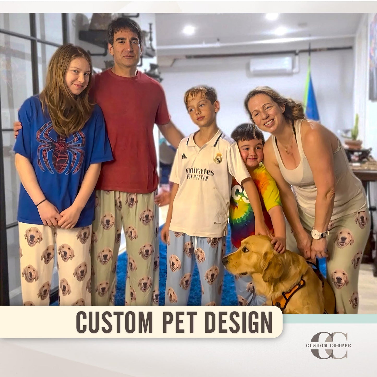 Custom Pet Portrait Pajama pants Using Pet Photo + Name - CustomCooper