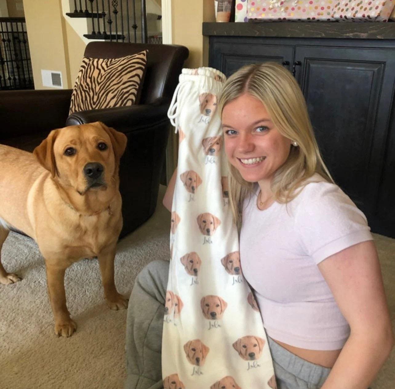Custom Pet Portrait Pajama pants Using Pet Photo + Name