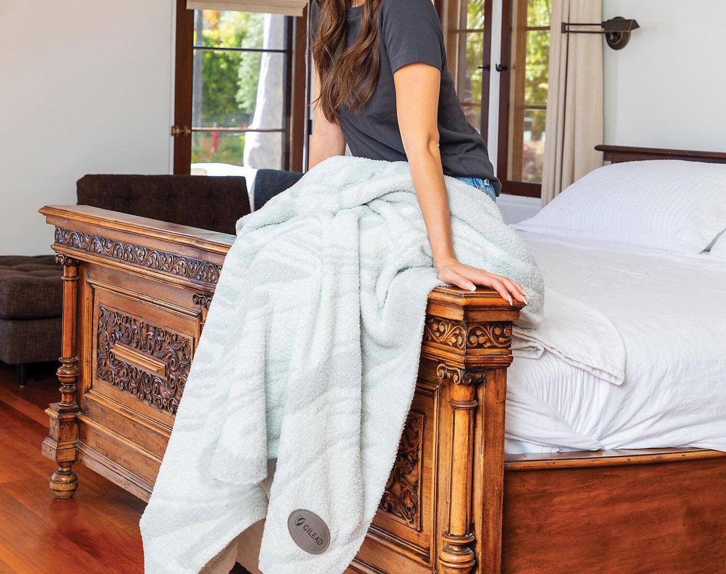 Double Fleece Cable Knit Throw Blanket, Christmas Hostess