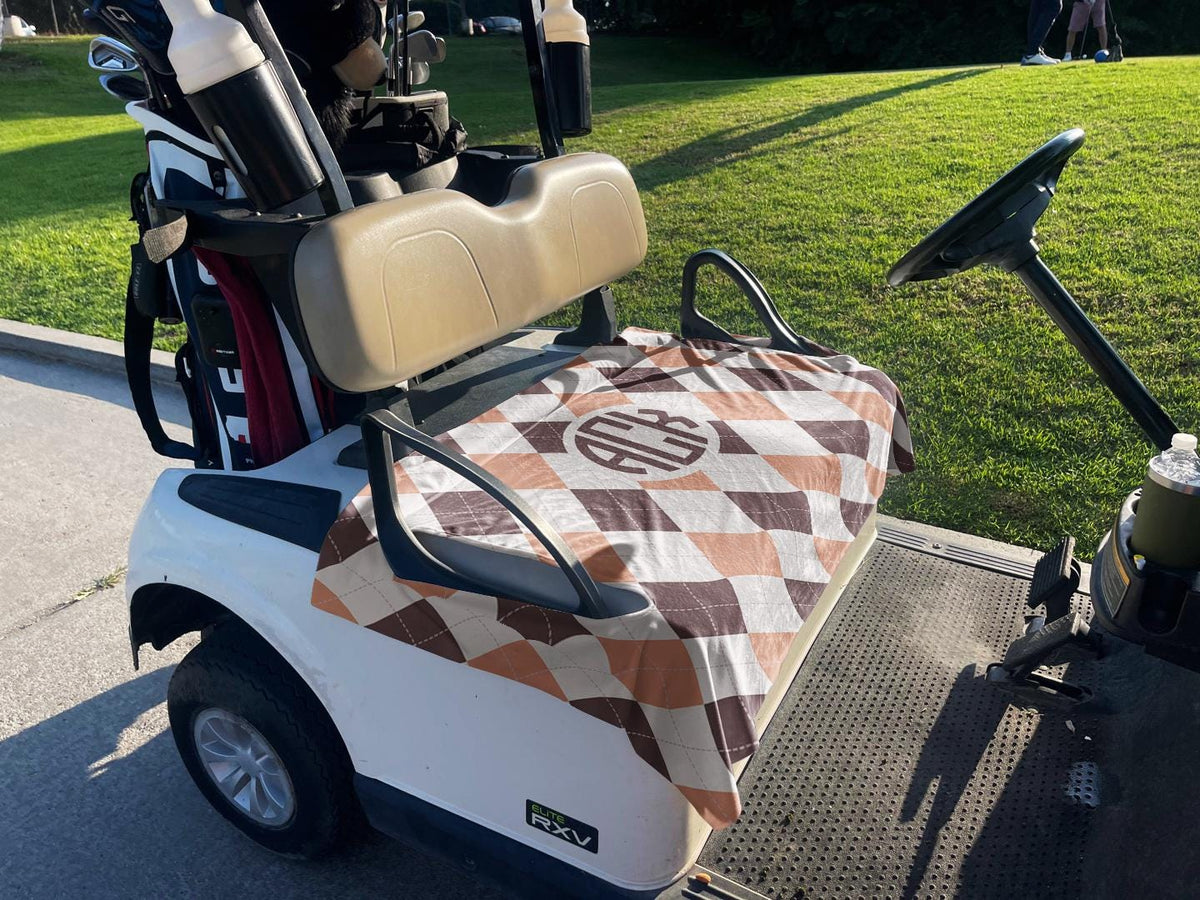 Monogrammed Golf Cart Seat Cover, Premium Cloth, Handmade in USA