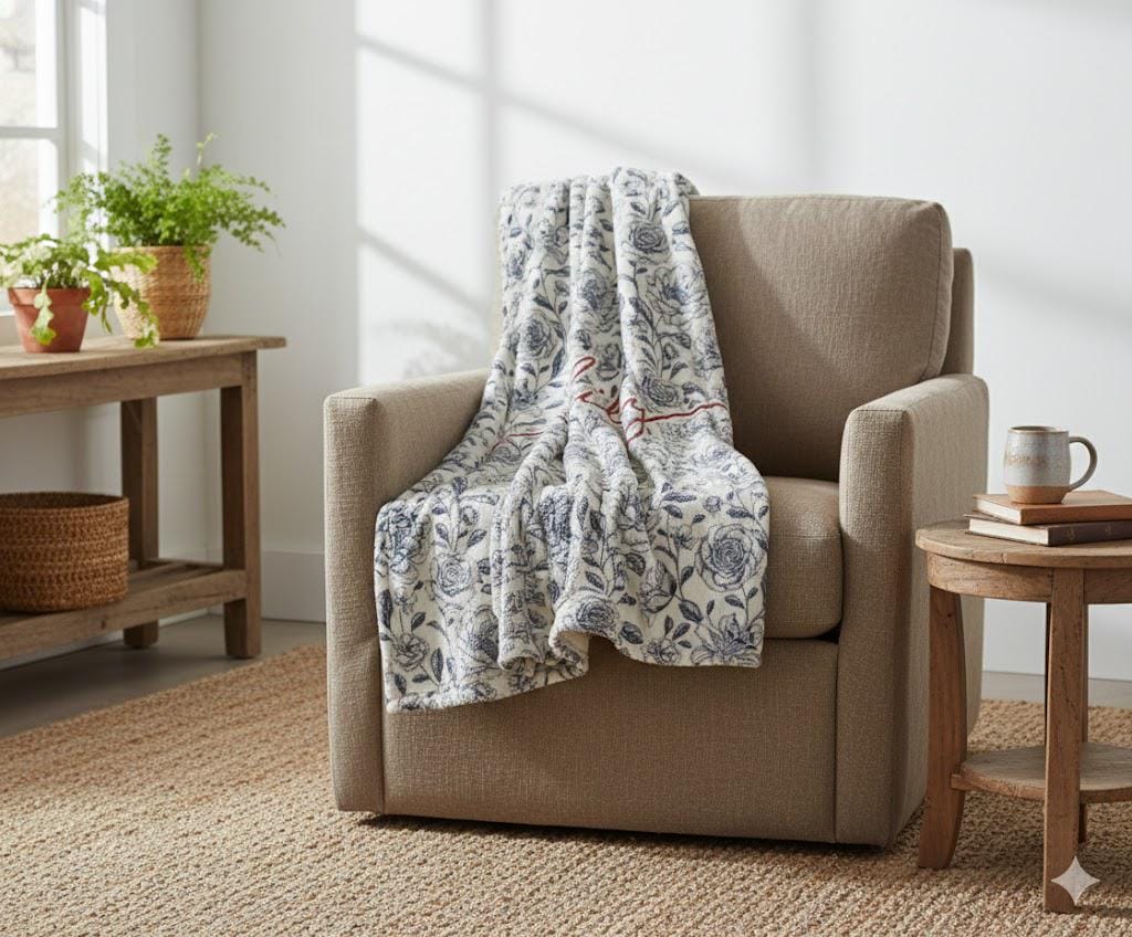 Personalized Watercolor Floral Blanket: Custom Name Minky or Sherpa