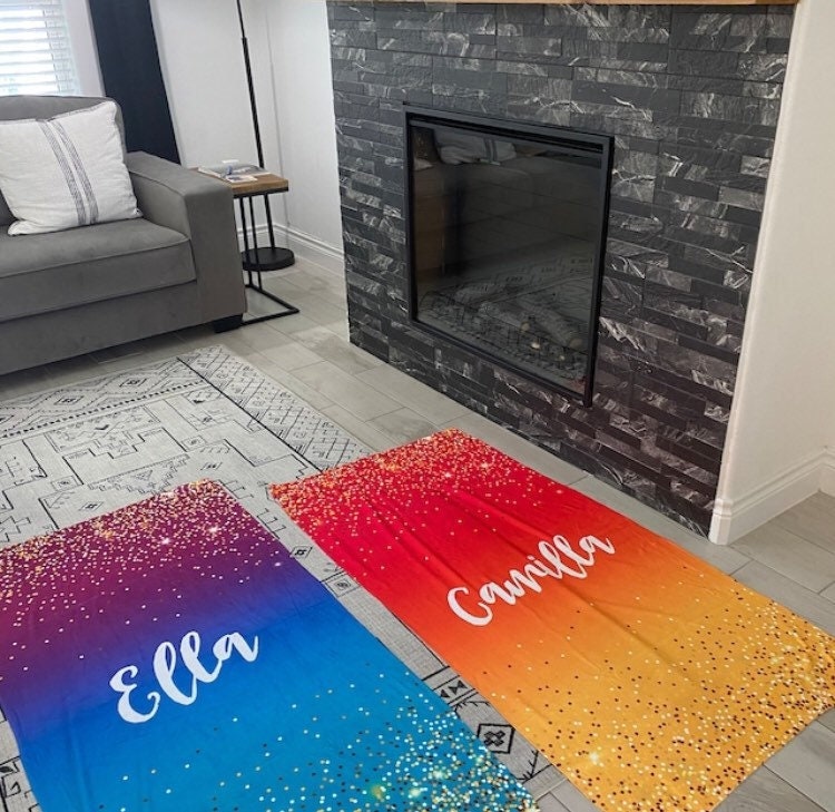 Personalized Glitter Design Large Yoga Mat Towel - CustomCooper