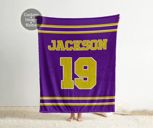 Sports Jersey Personalized blanket, Minky or Sherpa custom blanket, personalization blanket, birthday gift idea