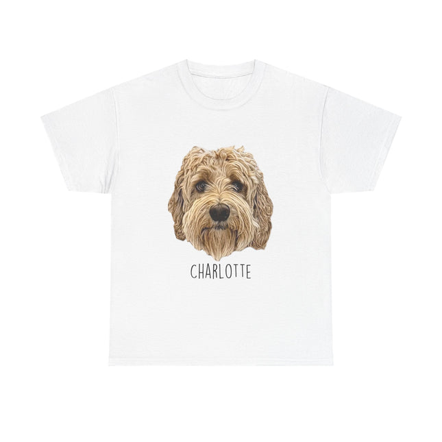 Personalized Dog Portrait T-Shirt — "Charlotte" Labradoodle Tee