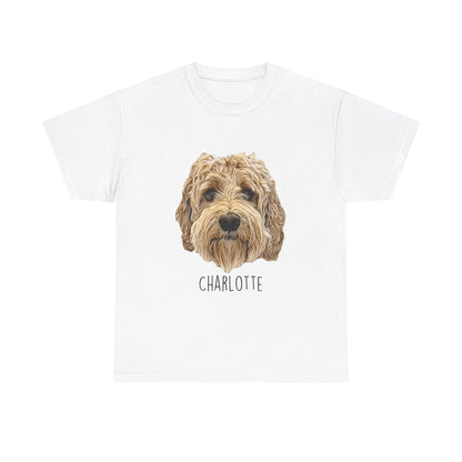 Personalized Dog Portrait T-Shirt — "Charlotte" Labradoodle Tee