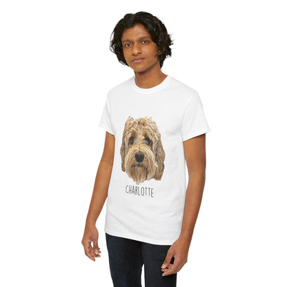 Personalized Dog Portrait T-Shirt — "Charlotte" Labradoodle Tee