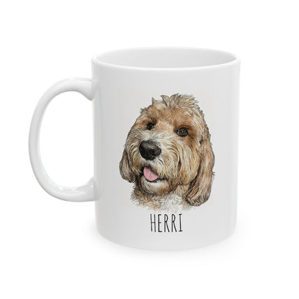 Dog Portrait Mug — Personalized Pet Name Ceramic Coffee Cup (11oz, 15oz)
