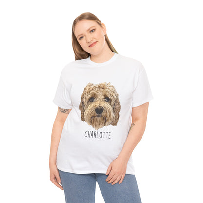 Personalized Dog Portrait T-Shirt — "Charlotte" Labradoodle Tee