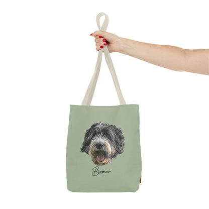 Dog Portrait Tote Bag — Custom Pet Face Print (e.g., “Boomer”)
