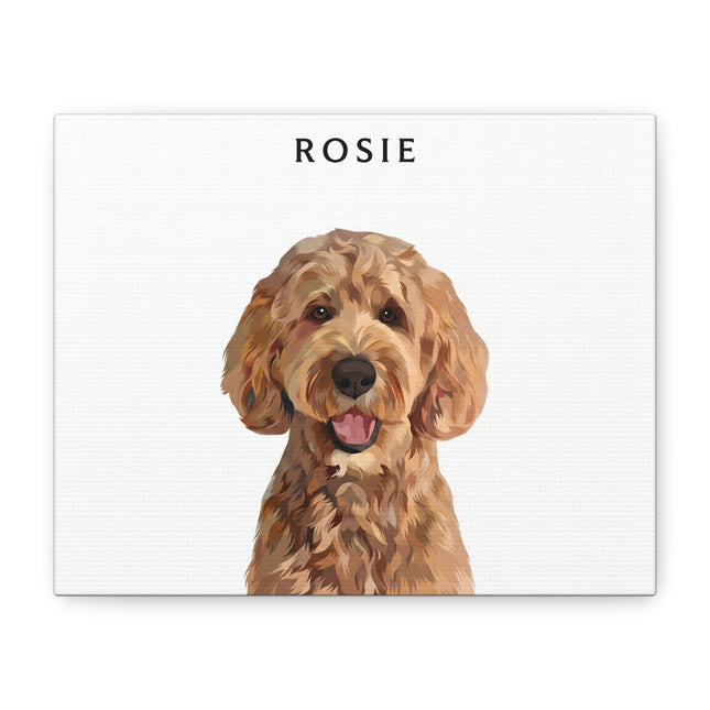 Personalized Dog Portrait Canvas - Custom Pet Name Wall Art