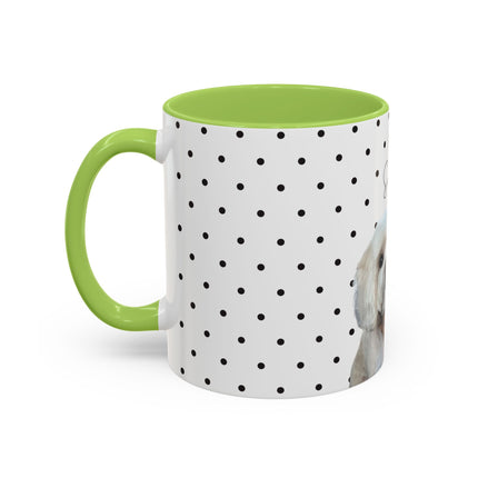 Personalized Dog Photo Polka Dot Accent Coffee Mug (11/15oz) — Custom Name "Sopy"