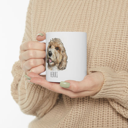 Dog Portrait Mug — Personalized Pet Name Ceramic Coffee Cup (11oz, 15oz)