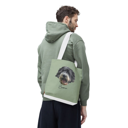 Dog Portrait Tote Bag — Custom Pet Face Print (e.g., “Boomer”)