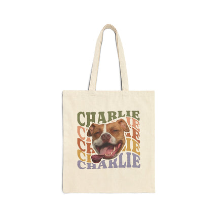 Charlie Dog Canvas Tote Bag — Personalized Retro Pet Portrait Tote