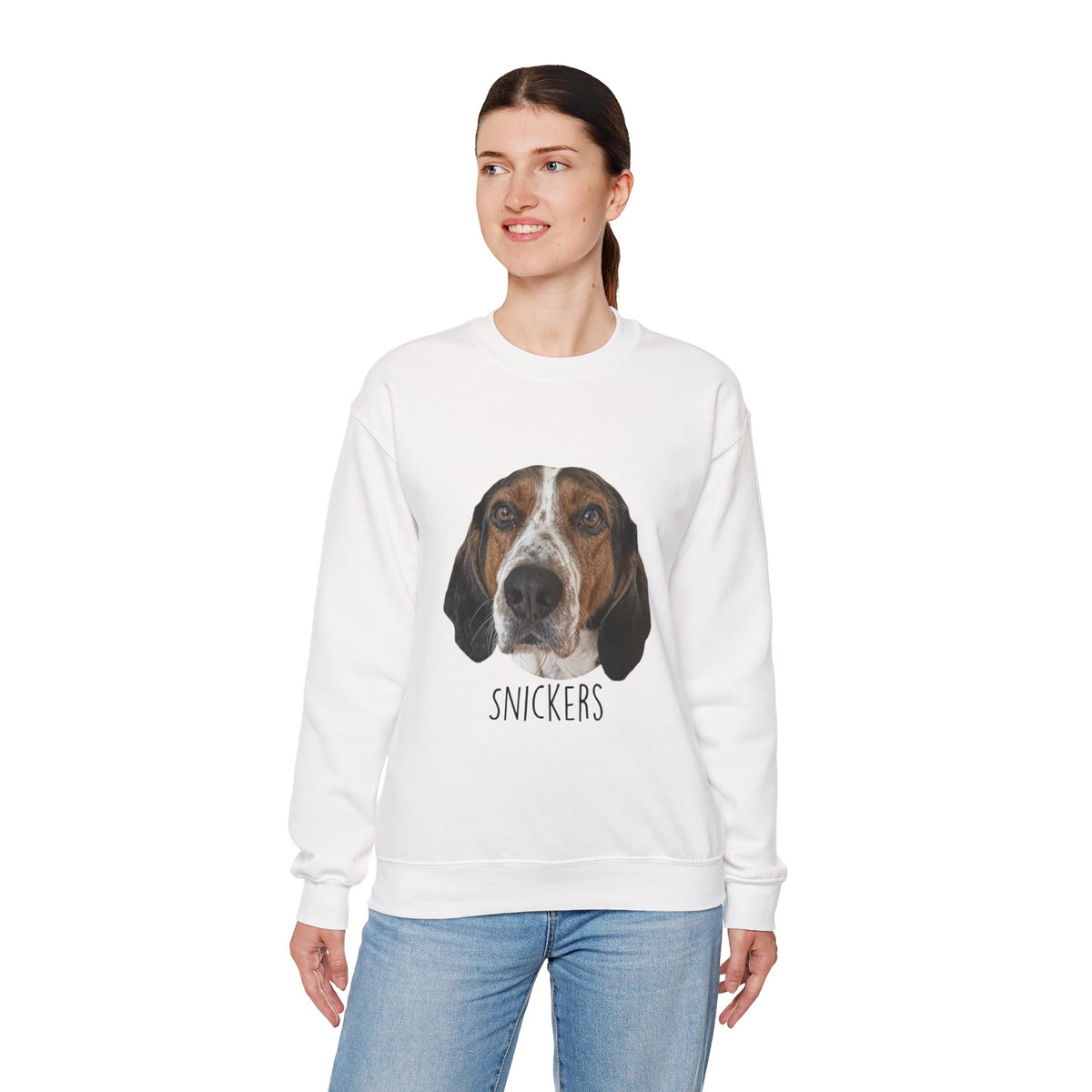 Dog Portrait Sweatshirt — Personalized "Snickers" Hound Face Crewneck