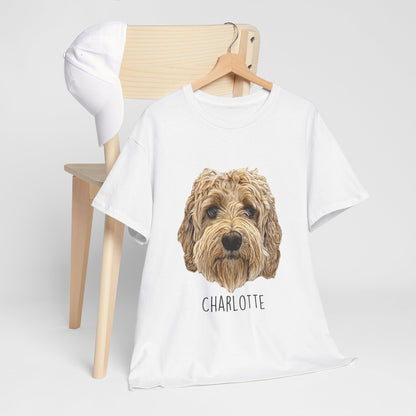 Personalized Dog Portrait T-Shirt — "Charlotte" Labradoodle Tee