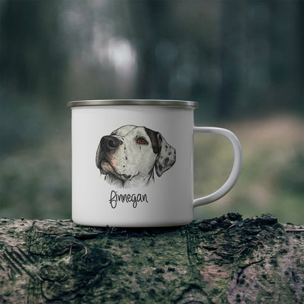 Enamel Camping Mug — Personalized Dog Portrait 'Kona' Camper Coffee Cup