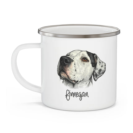 Enamel Camping Mug — Personalized Dog Portrait 'Kona' Camper Coffee Cup