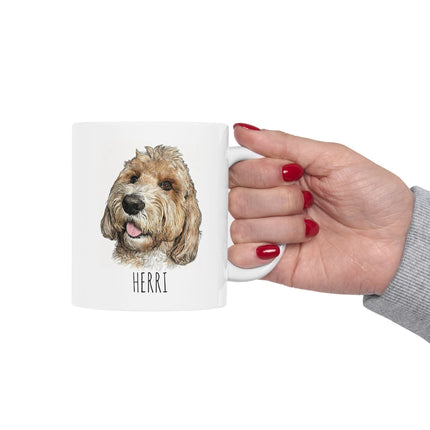 Dog Portrait Mug — Personalized Pet Name Ceramic Coffee Cup (11oz, 15oz)