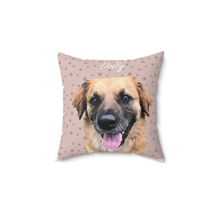Personalized Pet Photo Pillow — Custom Dog Name Decorative Throw Pillow