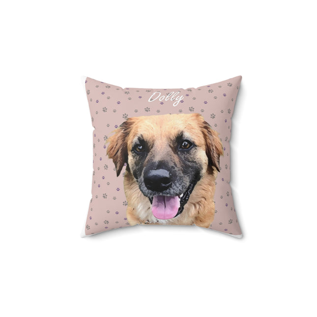 Personalized Pet Photo Pillow — Custom Dog Name Decorative Throw Pillow
