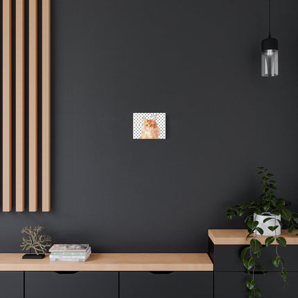 Personalized Orange Tabby Cat Canvas — 'Nala' Polka Dot Wall Art