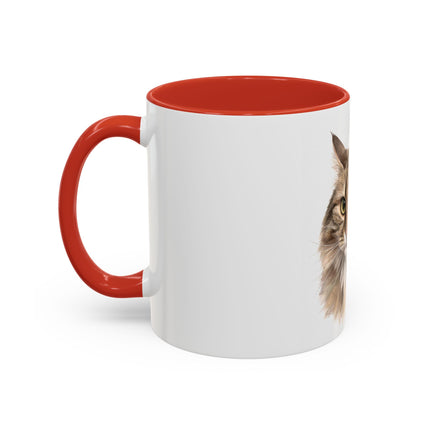 Cat Portrait Accent Coffee Mug – Personalized “Micky” Cat Face Coffee Cup (11/15oz)