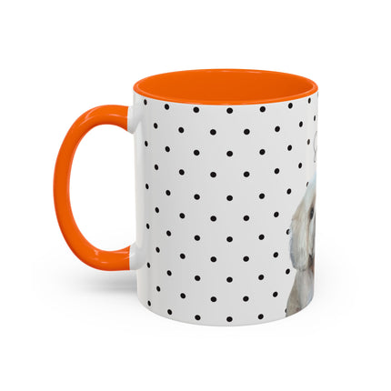 Personalized Dog Photo Polka Dot Accent Coffee Mug (11/15oz) — Custom Name "Sopy"