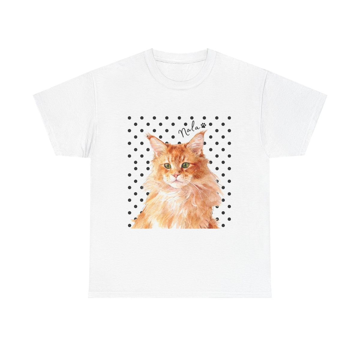 Cat Portrait T-Shirt — Polka Dot Orange Tabby "Relax" Tee