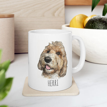 Dog Portrait Mug — Personalized Pet Name Ceramic Coffee Cup (11oz, 15oz)