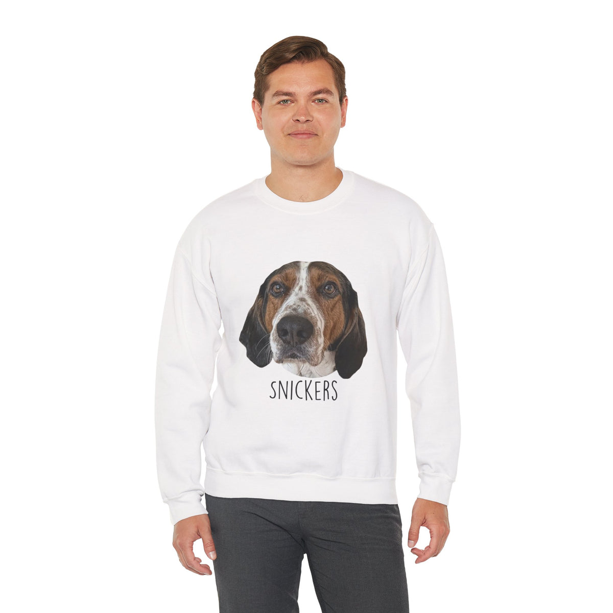 Dog Portrait Sweatshirt — Personalized "Snickers" Hound Face Crewneck