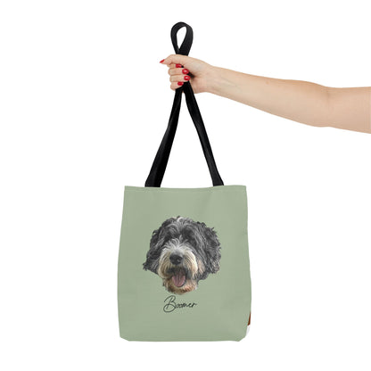 Dog Portrait Tote Bag — Custom Pet Face Print (e.g., “Boomer”)