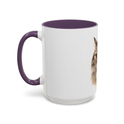 Cat Portrait Accent Coffee Mug – Personalized “Micky” Cat Face Coffee Cup (11/15oz)
