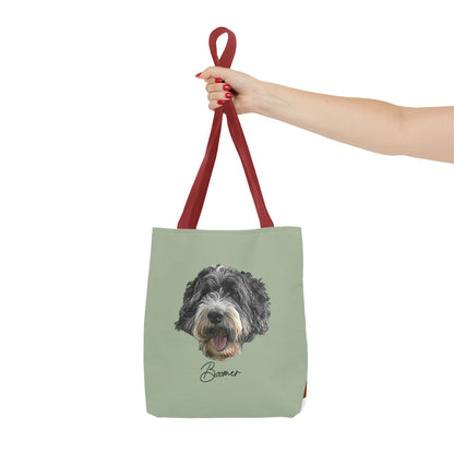 Dog Portrait Tote Bag — Custom Pet Face Print (e.g., “Boomer”)