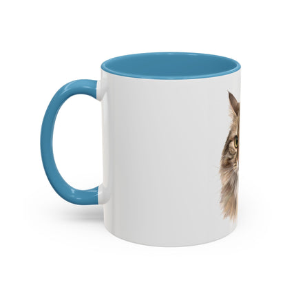Cat Portrait Accent Coffee Mug – Personalized “Micky” Cat Face Coffee Cup (11/15oz)