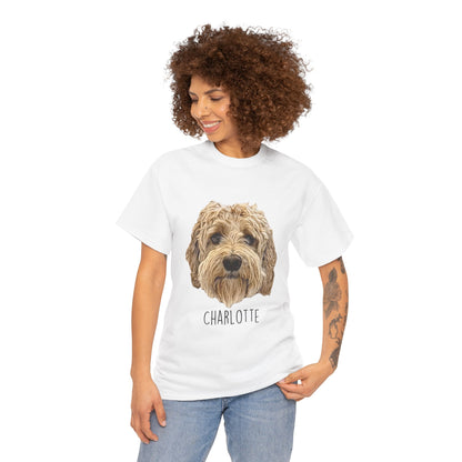 Personalized Dog Portrait T-Shirt — "Charlotte" Labradoodle Tee