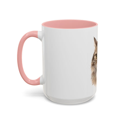 Cat Portrait Accent Coffee Mug – Personalized “Micky” Cat Face Coffee Cup (11/15oz)