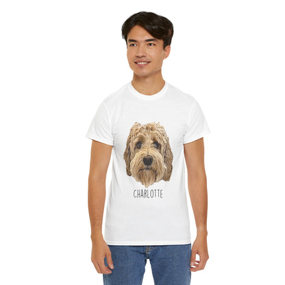 Personalized Dog Portrait T-Shirt — "Charlotte" Labradoodle Tee