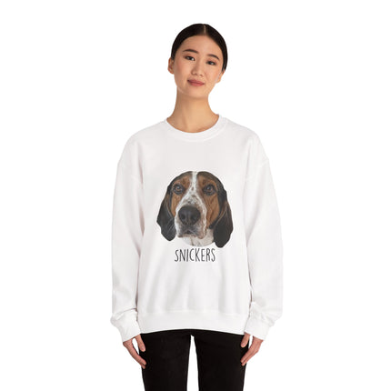 Dog Portrait Sweatshirt — Personalized "Snickers" Hound Face Crewneck