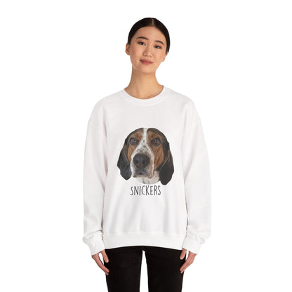 Dog Portrait Sweatshirt — Personalized "Snickers" Hound Face Crewneck